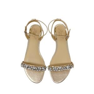 Badgley Mischka Gold and Pink Sandals with Rhinestone Embellishments